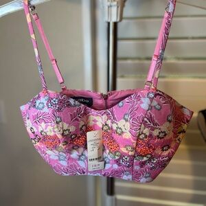 bebe Pink Floral Bustier Bra